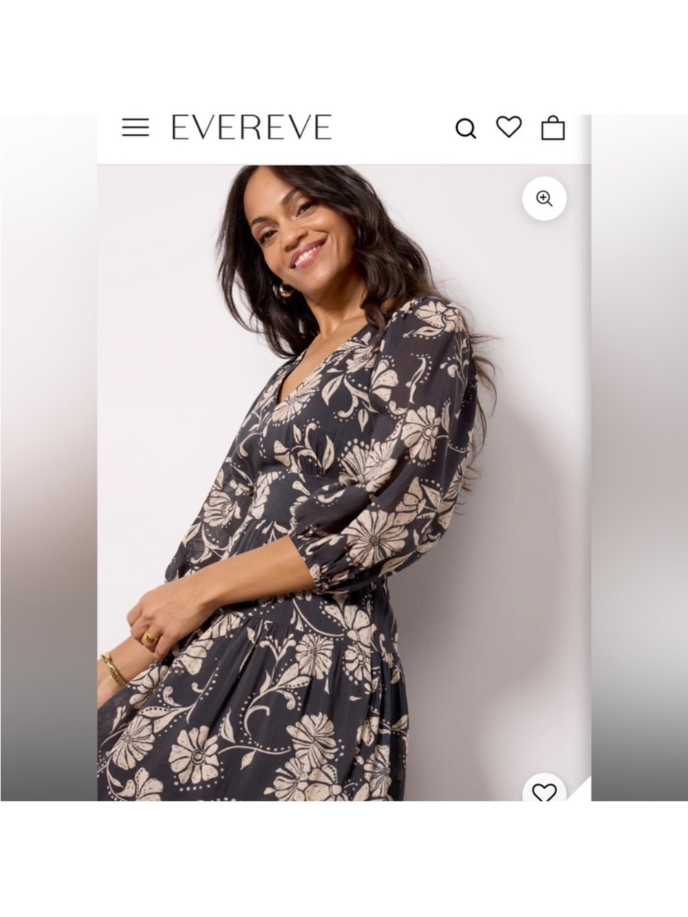 Z Supply Black Maxi Dress with Cream Floral Print - Picture 2 of 6